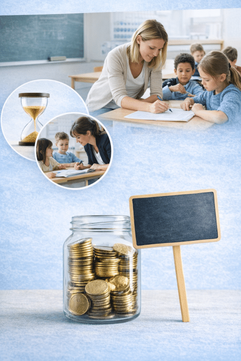 Lärare i klassrum i Sigtuna som undervisar elever i lugn studiemiljö