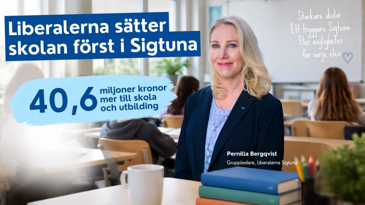 Liberalerna satsar 40,6 miljoner kronor mer på skolan i Sigtuna kommun